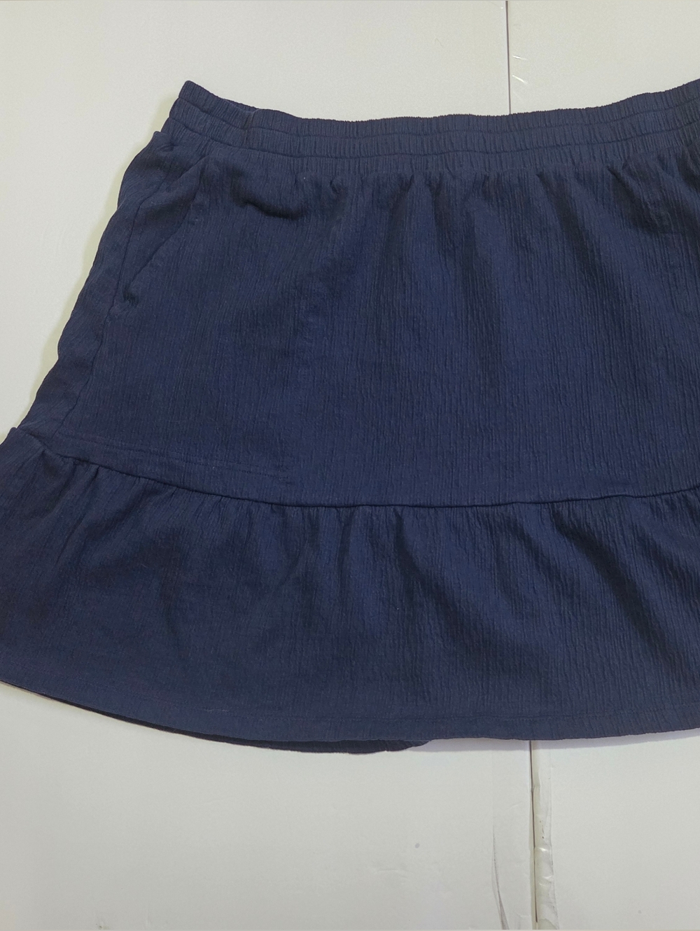 Lands End Women's Size XL (18) Pull On Mini Skirt, Navy Blue, 2 Front Pockets